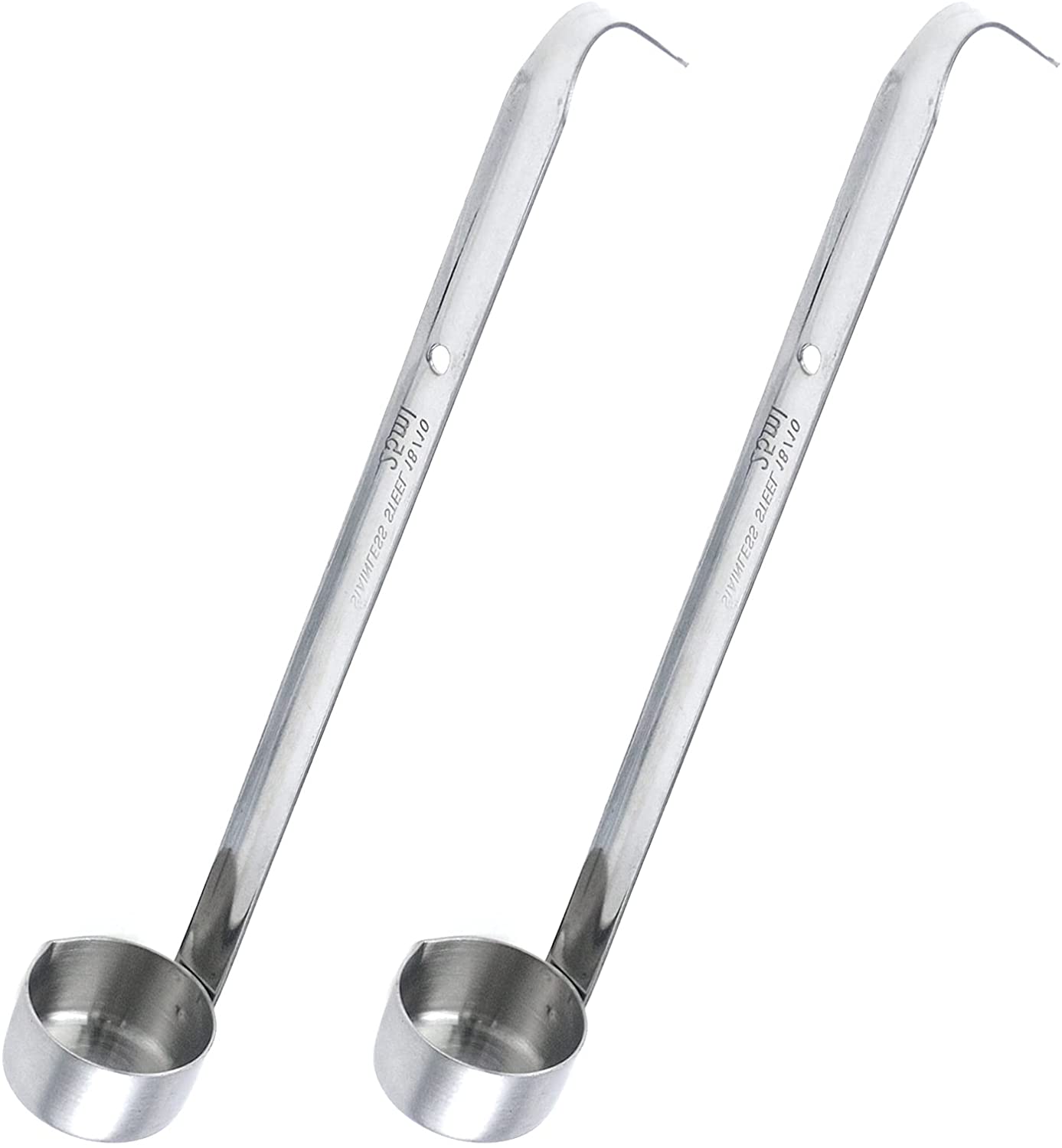 MFW 2pcs Stainless Steel Wine Dipper Long Handle Beer Pouring Spoons with Hook Ladle,50ml