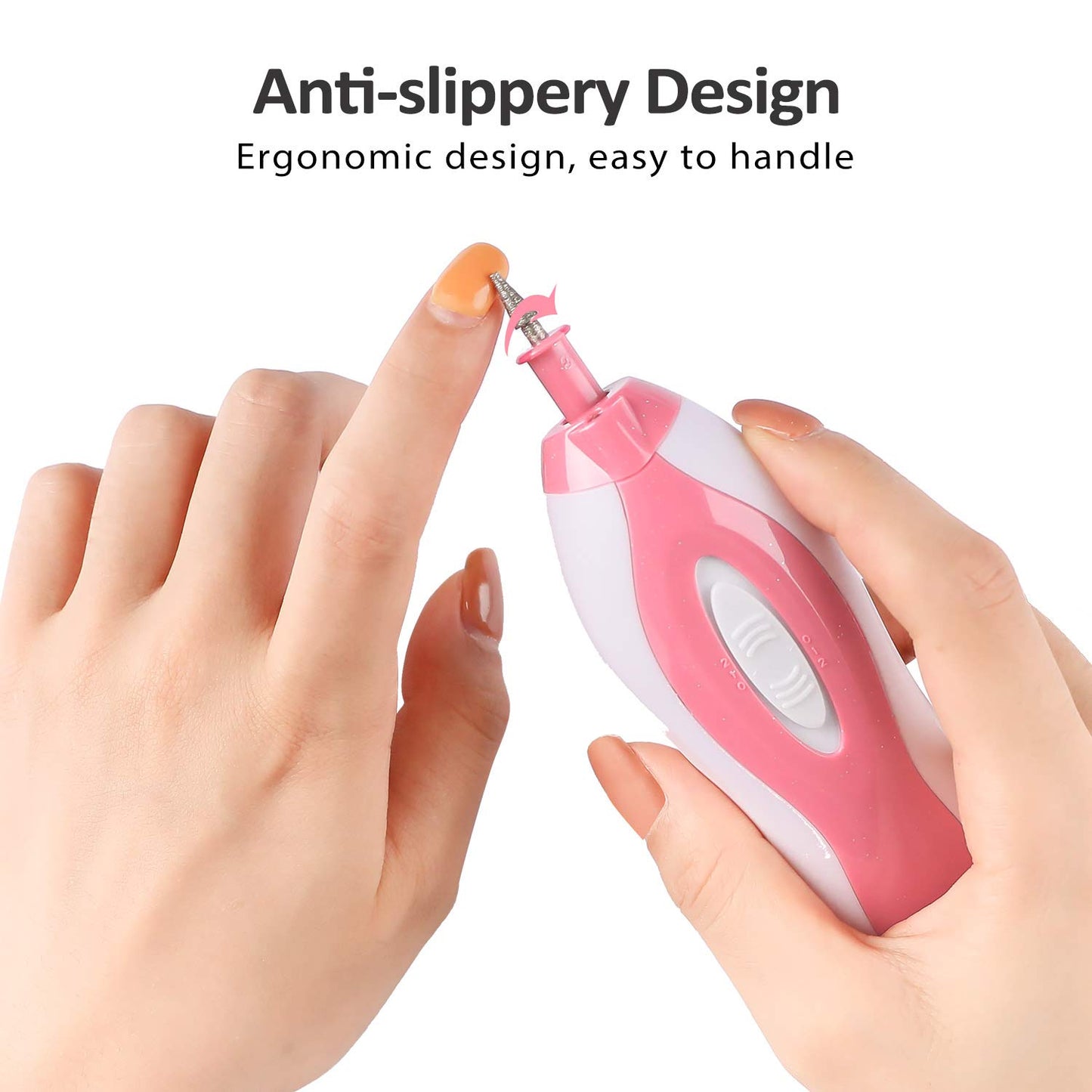 MFW Manicure Drill Nail Buffer Electric Nail File Shaper Trimmer Cuticle Buffer for Fingernail Toenail (Pink)