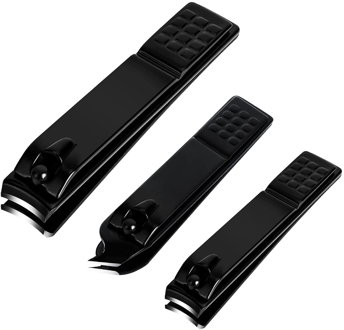 MFW Nail Clippers Set, Sharp Stainless Steel Fingernail Clipper & Toenail Clippers, Black Nail Cutter, Large and Small 2 Piece Set. (Large/Small)