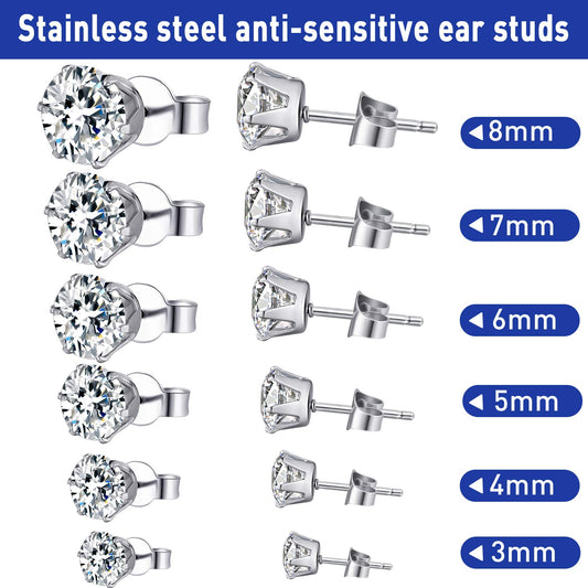 MFW Stainless Steel Body Ear Piercing Tool Set Ear Nose Navel Piercing Machines with 12 Pairs Stainless Steel Stud Earrings for Salon Home Use