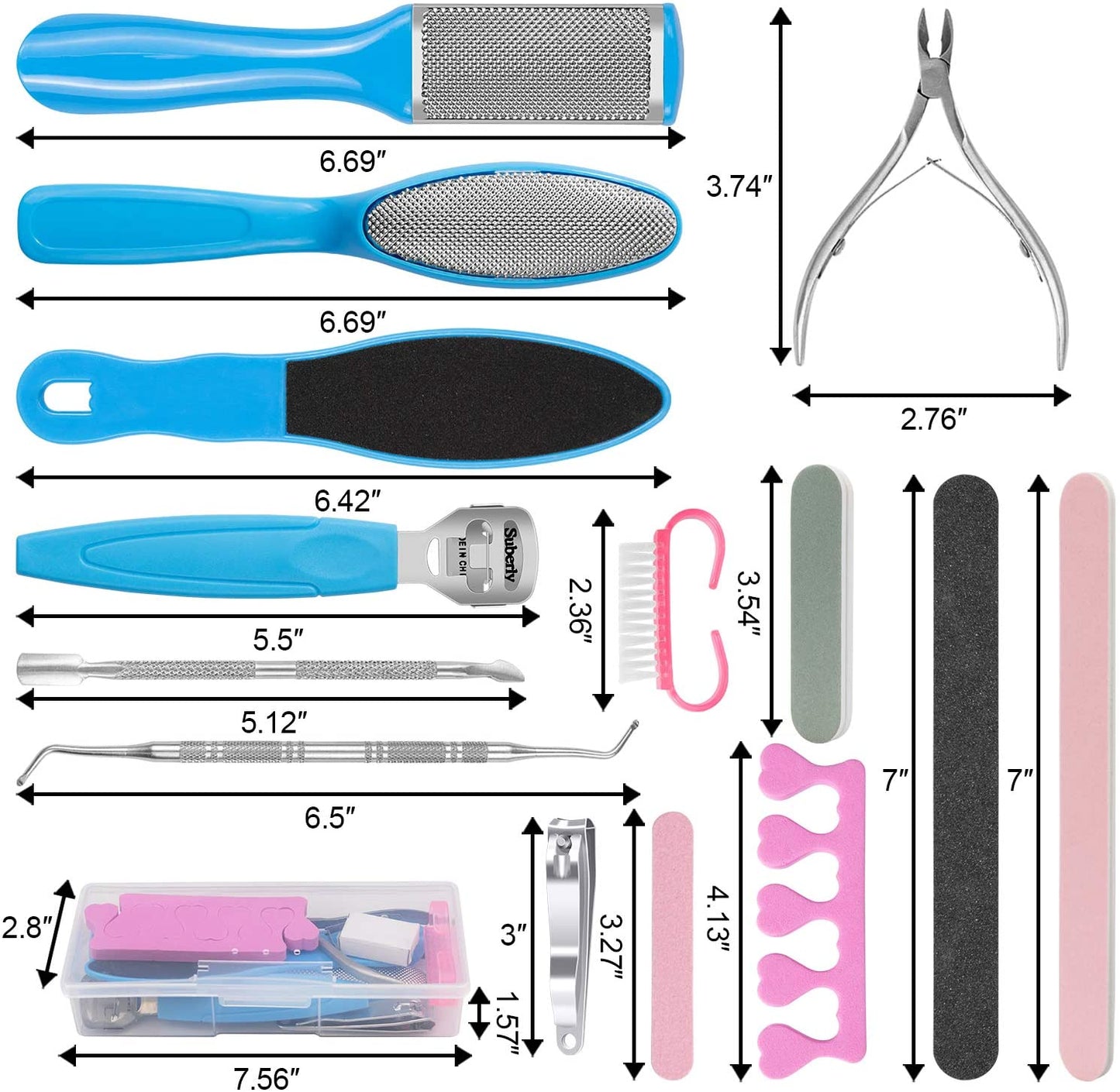 MFW Pedicure Kit 20 in 1, Professional Pedicure Tools Set Stainless Steel Foot Files Callus Remover Foot Rasp Scrubber Dead Skin Remover Pedicure Spa Kits for Women Men Foot Care at Home and Salon
