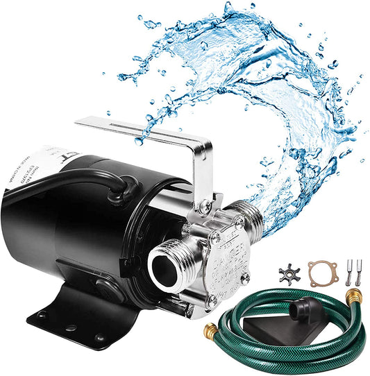 MFW Water Transfer Pump, 115V 330 Gallon Per Hour - Portable Electric Utility Pump with 6' Water Hose Kit - To Remove Water From Garden, Hot Tub, Rain Barrel, Pool, Ponds, Aquariums, and More